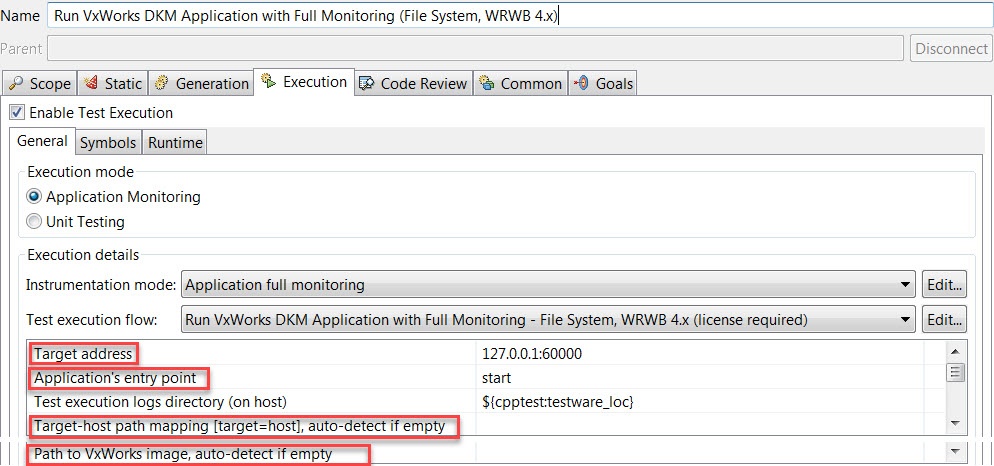 Parasoft C/C++test Professional 2022.1 (Eclipse) > Application Monitoring with the C/C++test Wind River Workbench Plugin > wrwb_config2.jpg