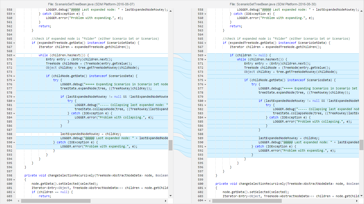 Parasoft DTP 5.3.0 > Change Explorer > dtp-change-explor-view-diffs.png