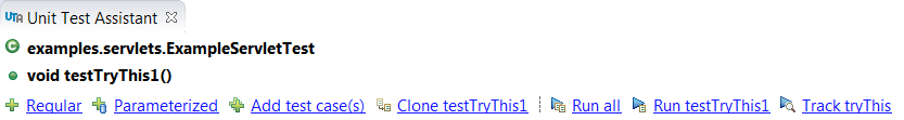 Examples of UTA actions displayed in the Unit Test Assistant view