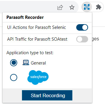 SOAtest and Virtualize 2023.2 > SOAtest Smart API Test Generator Usage > Parasoft-Recorder_extension-menu2.png