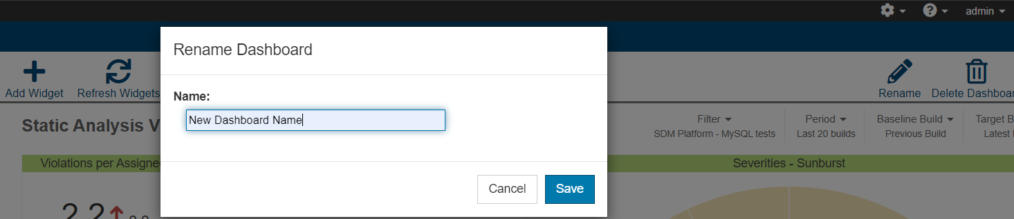 Parasoft DTP 2023.2 > Adding Dashboards > Dashboard-rename-dashboard-dialog.png