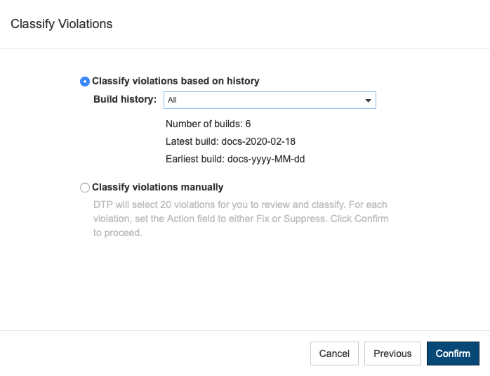 Parasoft DTP 2023.2 > Using the Machine Learning Feature - Predicting Violations to Fix > dtp-ml-wizard-step2-classification-strategy-20201.png
