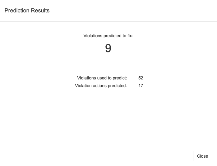 Parasoft DTP 2023.2 > Using the Machine Learning Feature - Predicting Violations to Fix > dtp-ml-wizard-step3a-predict-actions-20201.png