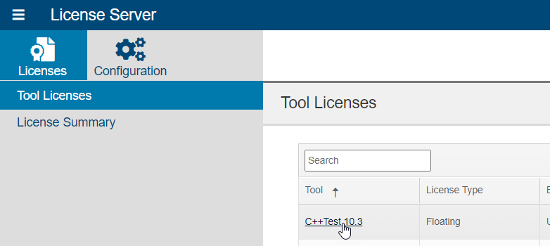 Parasoft DTP 2023.2 > Reserving Licenses > LS_Tools-License_click-tool-link_floating.png