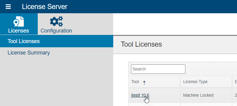 Parasoft DTP 2023.2 > Reserving Licenses > LS_Tools-License_click-tool-link_machine-locked.png