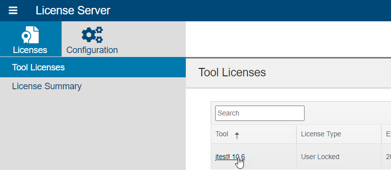 Parasoft DTP 2023.2 > Reserving Licenses > LS_Tools-License_click-tool-link_user-locked.png