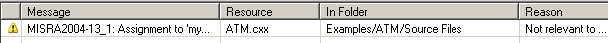 Parasoft C++test 10.3.3 (Visual Studio) > Exercise 5 - Suppressing Violations from the Quality Tasks view > MISRAVS.png