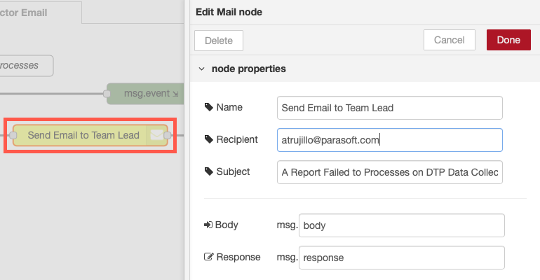 Parasoft DTP 2024.2 > Send Emails Based on DTP Events > dep-tutorial-dc-error-email-flow-send-email-team-lead-node-20201.png