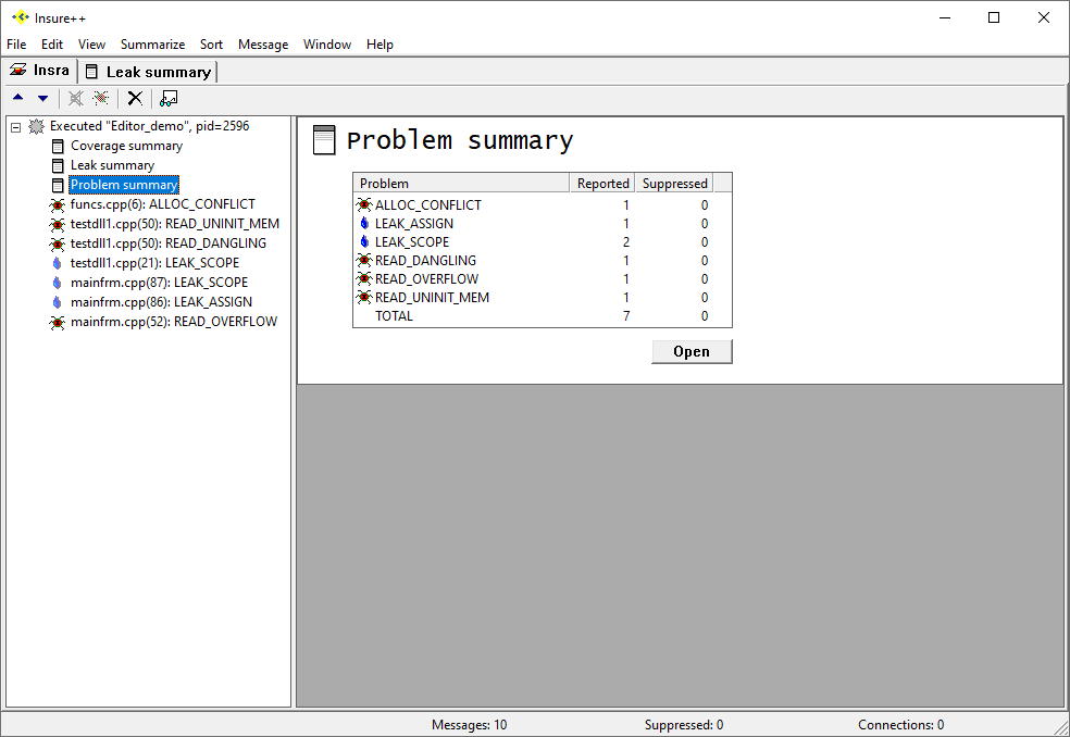 Insure++ 2024.1 > Finding Bugs > ins-insra-problem-summary-report-overview-20211.png