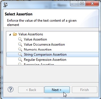 SOAtest and Virtualize with CTP 2025.1 > Creating Regression Tests Using the XML Assertor Tool > select assertion.jpg