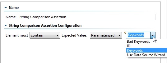 SOAtest and Virtualize with CTP 2025.1 > Creating XML Assertions while using Data Sources > name keywords.jpg