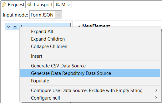 SOAtest and Virtualize 2025.1 > _Creating a Data Repository from Payload > Generate-Data-Repository-Data-Source_right-click-menu.png