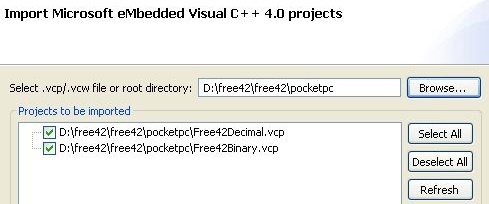 Parasoft C++test 10.3.2 for Eclipse (Japanese) > Project Creation and Configuration with Microsoft eMbedded Visual C++ Support > Import Microsoft eMbeded Visual C++ 4.0 projects.jpg