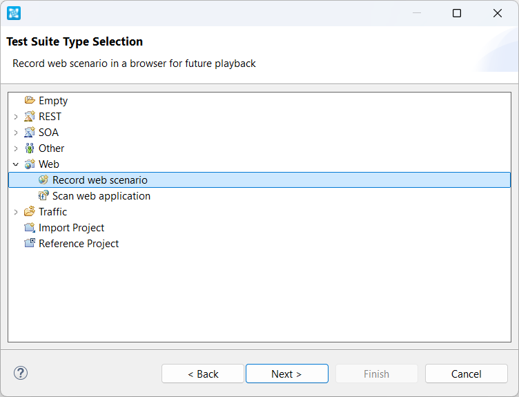 SOAtest and Virtualize 2025.2 > Web Functional Testing > test-suite-type-selection_record-web-scenario.png