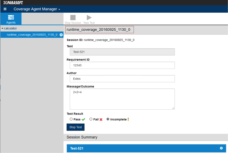 Parasoft DTP 5.3.1 > Running Manual Tests and Collecting Coverage Data > cam-tutorial-create-test.png
