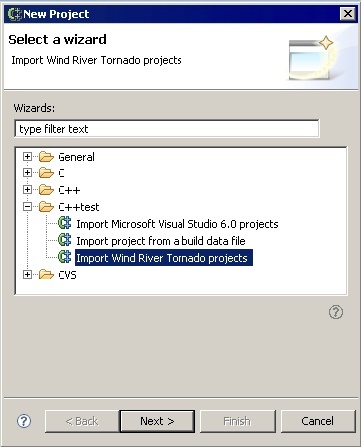 Parasoft C/C++test Professional 10.4.1 (Eclipse) > Using the Import Wizard in GUI Mode > select a wizard.jpg