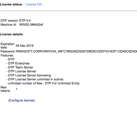 Parasoft DTP 5.4.1 > Verifying DTP Availability > dtp-license-config-settings-540.png