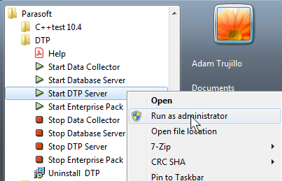 Parasoft DTP 5.4.2 > Starting DTP Services > starting-dtp-windows-start-542.png
