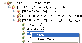 Parasoft C/C++test Professional 10.4.3 for Visual Studio (Japanese) > Reviewing Test Execution Results > Open.png