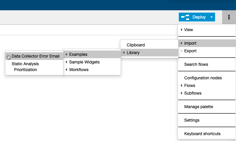 Parasoft DTP 2020.1 > Send Emails Based on DTP Events > dep-tutorial-import-dc-error-email-flow-20201.png