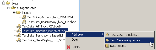 Parasoft C/C++test Professional 2020.1 (Visual Studio) > Adding Test Suites and Test Cases with the Graphical Test Case Wizard > 1.png