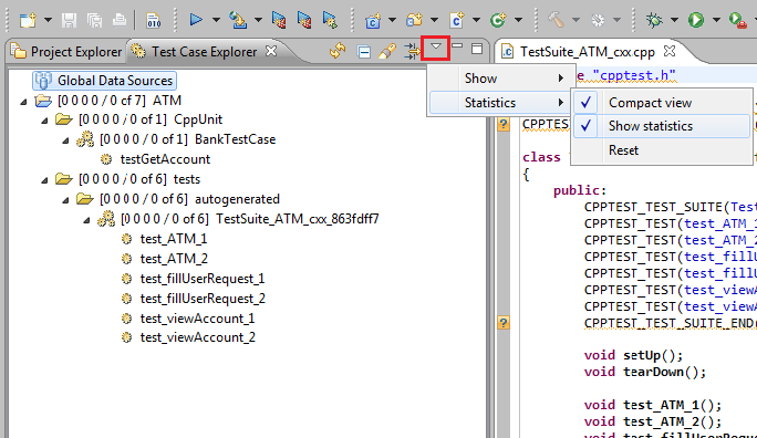 Exercise 2 - Using the Test Case Explorer - Parasoft C/C++test Professional   (Visual Studio) - Parasoft Documentation