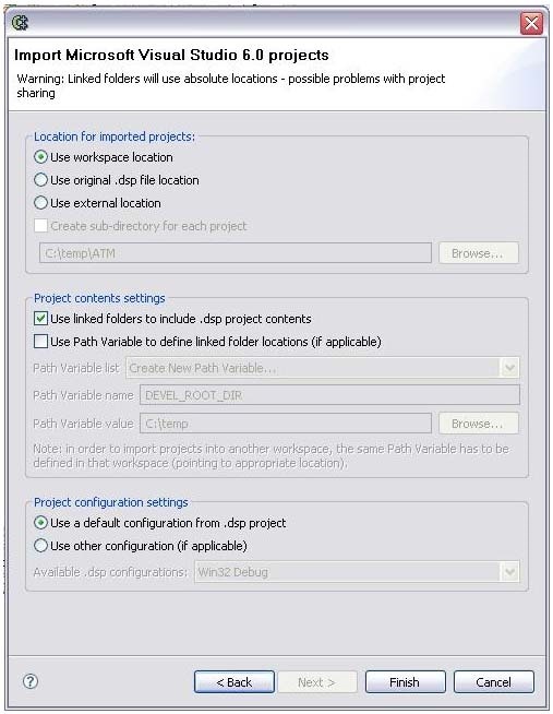 Parasoft C/C++test Professional 2020.1 (Eclipse) > Importing an Existing Visual Studio 6.0 Project > ImportMsVS6.0.jpg