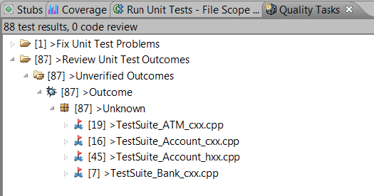 Parasoft C/C++test Professional 2020.1 (Eclipse) > Exercise 10 - Reviewing and Verifying Test Outcomes and Creating Regression Tests > Quality taska.png