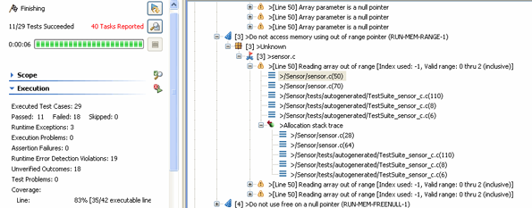 Parasoft C/C++test Professional 2020.1 (Eclipse) > Exercise 4 - Performing Runtime Error Detection on Unit Tests > Tasks.png