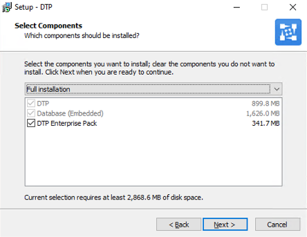 Parasoft DTP 2020.1 (Japanese) > DTP の新規インストール > dtp-installer-embedded-db-option-20201.png