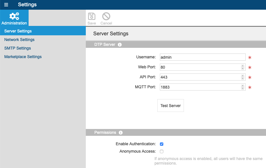 Parasoft DTP 2020.1 (Japanese) > サーバーの設定 > sd-config-server-544.png