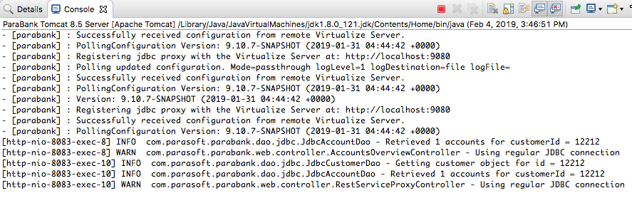 SOAtest, Virtualize, and CTP 2020.1 (Chinese) > Capturing and Managing Test Data > tda-tut-verify-parasoftjdbc-in-console.png