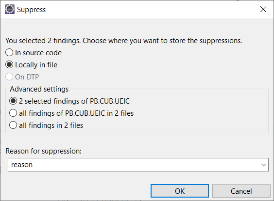 Parasoft Jtest 2020.2 > Suppressing Findings > image2020-9-2_12-40-57.png