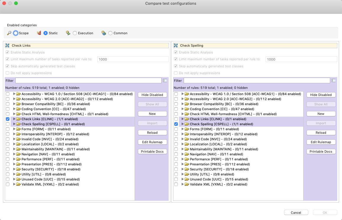 SOAtest and Virtualize 2020.2 (Japanese) > Configuring Test Configurations and Rules for Policies > soa-compare-test-configs-20201.png