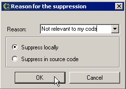 Parasoft C/C++test Professional 2020.2 for Visual Studio (Chinese) > Exercise 5 - Suppressing Violations from the Quality Tasks view > ReasonForTheSuppression.png